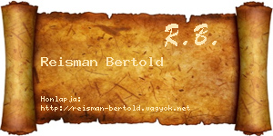 Reisman Bertold névjegykártya